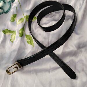 ❤️LA GARCONNE Paris Black Crocodile / Alligator Skinny Belt 26-30